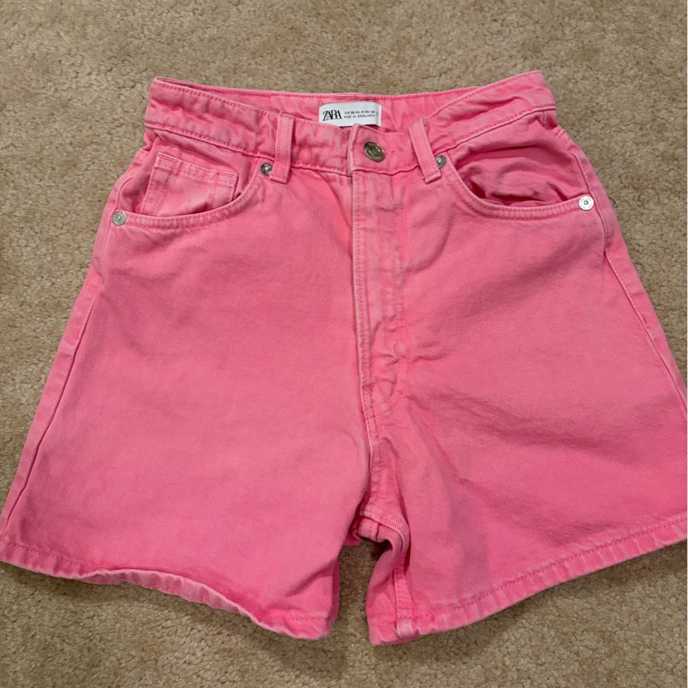Zara Women's Vibrant Pink Jean Shorts